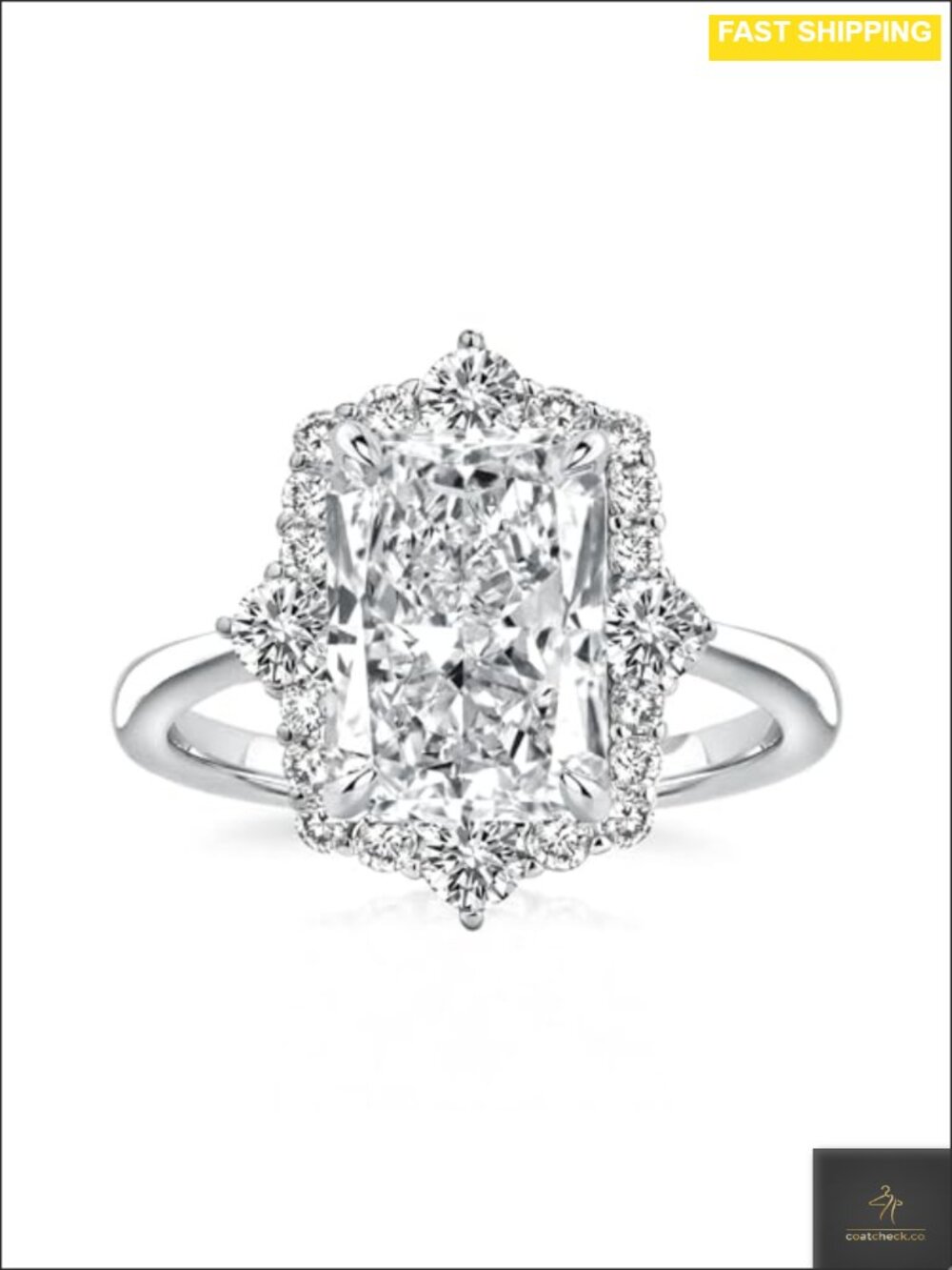 Radiant Cut Engagement Ring Sterling Silver Halo Wedding Travel Daily